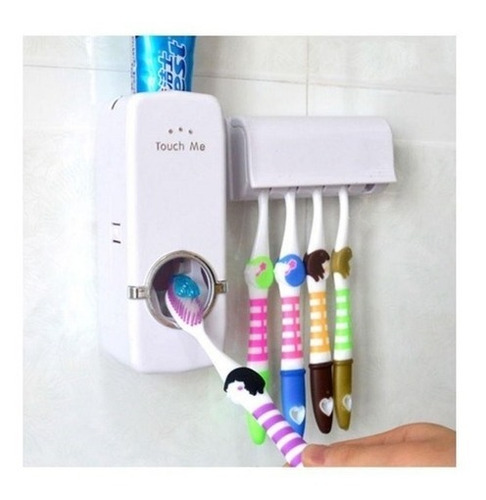 Imagen 7 de 8 de Dispenser Pasta Dental Porta Cepillo 2 En 1 Soporte Touch Me