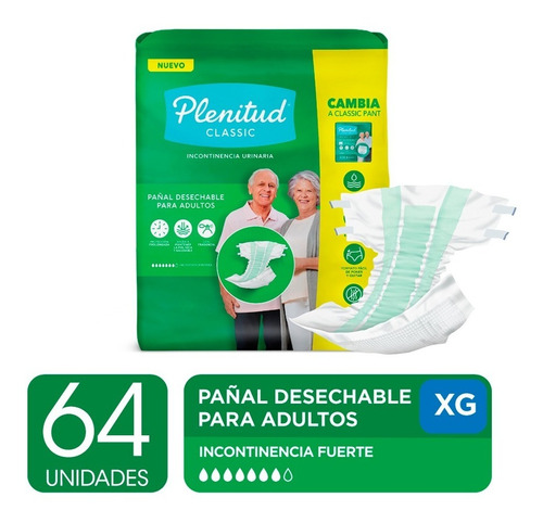 Pañal Para Adultos Plenitud Classic X 16 Un Pack X 4