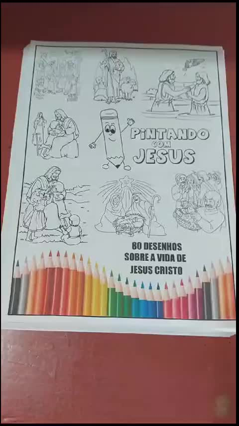 Kit Com 80 Desenhos Para Colorir Pintando Com Jesus. São 40 Folhas