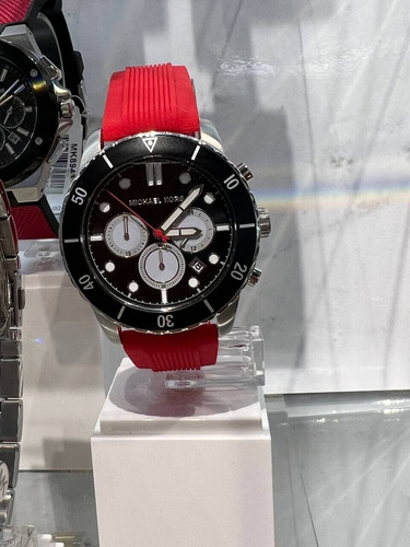 Reloj Michael Kors Mk8973 Rojo Con Negro Hombre Original
