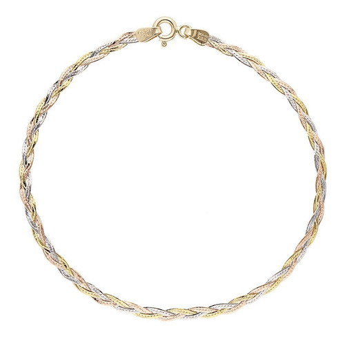 Pulsera Esclava Oro 14k Trenzada Florentina 18cm 2.7mm Italy