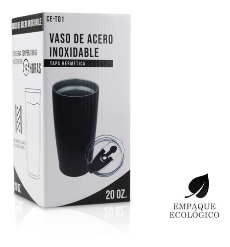 Imagen 7 de 10 de Vaso Termo Acero Inoxidable P/ Cafe 20oz Térmico Tapa Ce-t01
