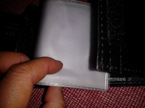 Billetera Negra Cuero Sintético Unisex Varios Compartimentos