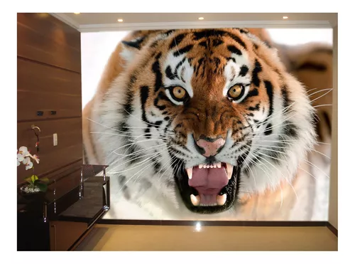 Papel De Parede 3D Animais Tigre Rosto Olhando 3,5M Anm558 - Você Decora -  Papel de Parede - Magazine Luiza