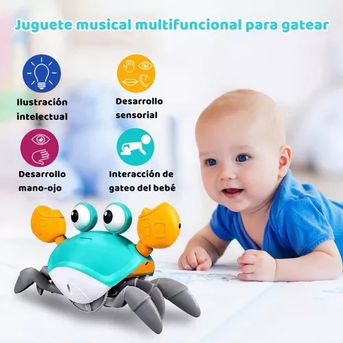 Juguete musical de cangrejo para bebés y niños pequeños, juguete  electrónico con movimiento, música, luces, evita obstáculos automáticamente  : Juguetes y Juegos 