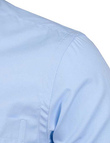 Camisa De Vestir Ajustada Para Hombre, Manga Larga Con Boton