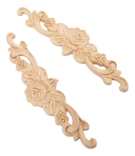 Apliques Largos Tallados En Madera, 4 Unidades, 20 X 5 Cm, R