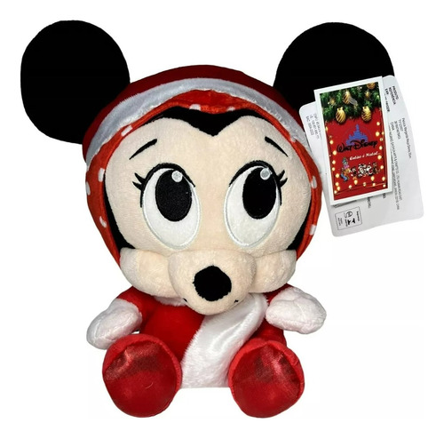 Boneca Pelúcia Minnie Mouse Baby Bebê Vermelho Natal Disney