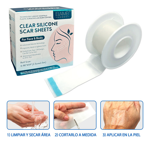 Parche Silicón Médico Reutilizable Cicatrices Cara 1.5 Mts