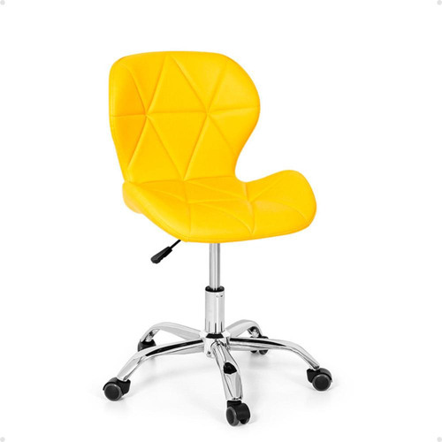 Cadeira De Escritório Office Eiffel Max Base Giratória Slim Cor Amarelo Material do estofamento Couro sintético