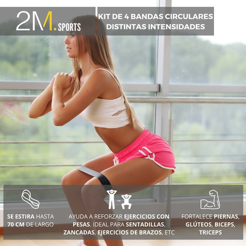 Imagen 6 de 10 de Banda Elastica Circular Entrenamiento Kit X 4 Intenensidades
