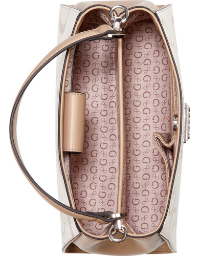 Bolsa Guess Factory Cc961806-kha Acabado de los herrajes Níquel Color Beige Correa de hombro Beige Diseño de la tela Lisa