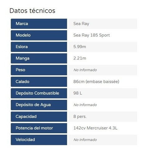 Imagen 13 de 15 de Lancha Sea Ray Modelo 185 Sport Año 2007