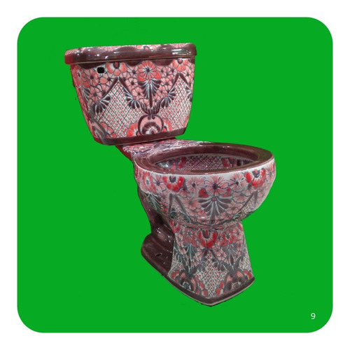 Imagen 5 de 5 de Wc Sanitario Taza + Tanque Cerámica Tipo Talavera Vino M9
