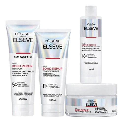 Novo Kit Elseve Bond Repair Ácido Cítrico Reconstrói A Fibra