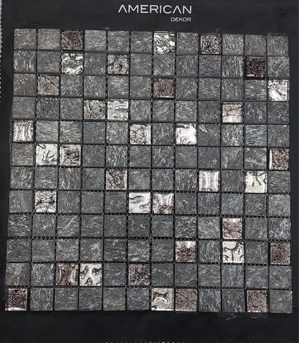 Ats Malla-mosaico Stone Black Piedra Rústica+vidrio 30x30