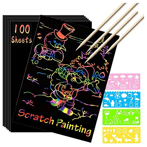 Scratch Paper Art Set 100 Hojas Rainbow Magic Scratch A...