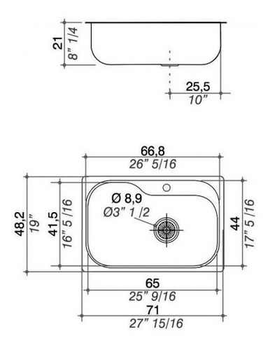 Bacha Cocina Luxor Johnson Si71 Sta 71x48x21 Satinada