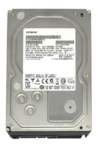 Imagen 1 de 2 de Disco duro interno Hitachi Ultrastar 7K3000 HUA723030ALA640 3TB