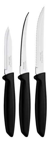  Set Cuchillos 3 Piezas Tramontina Plenus Mango Negro 