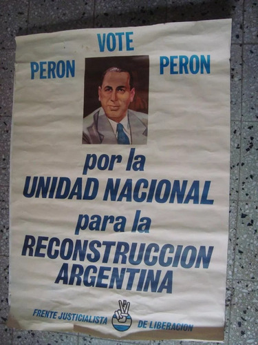 Afiche Antiguo Vote A Peron Politica Peronismo Evita 74x105