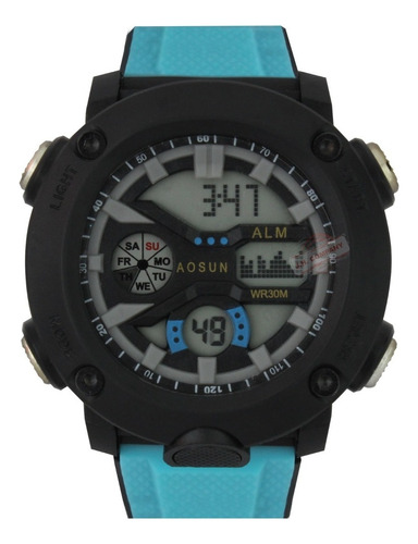 Reloj Digital Para Hombre Militar Sport Sumergible Led Correa Azul