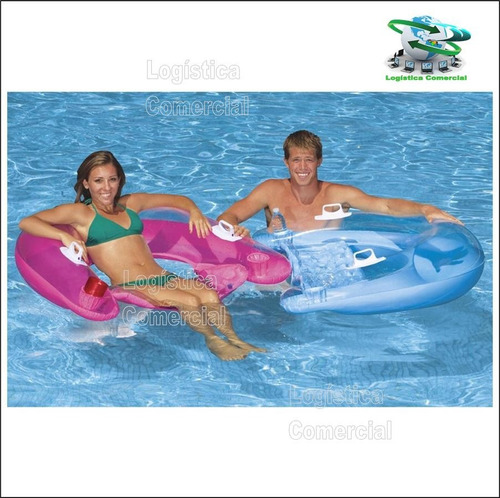 Imagen 2 de 9 de Silla Sillon Flotador Inflable 2 Porta Vasos + 2 Asas 58859