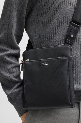 Bolso Para Hombre Boss Estilo Sobre Con Textura Color Negro Diseño de la tela unitalla