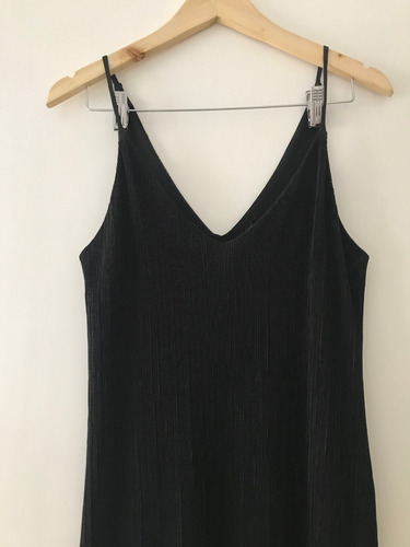 Vestido Negro Largo Escote V De Bachino Talle M / Zara Mango