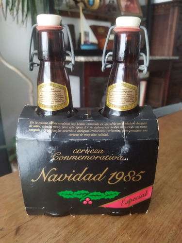 Par De Botellas Cerveza Conmemorativa Navidad 1985 Antigua (Usado)
