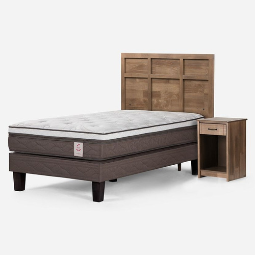 Cama New Style 6 De 1,5 Plazas Con Muebles Robin Tostado Color Gris