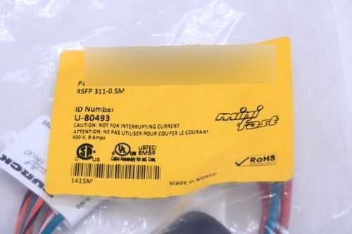 New Turck Elektronik U-80493 P/n Rsfp 311-0.5m Minifast Qqw