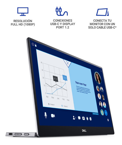 Monitor Portátil Dell 14 P1424h Negro