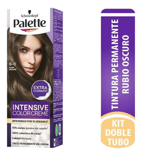  Tinte Cabello Palette Intensivo - Ml A $238 Tono 6-0 Rubio Oscuro