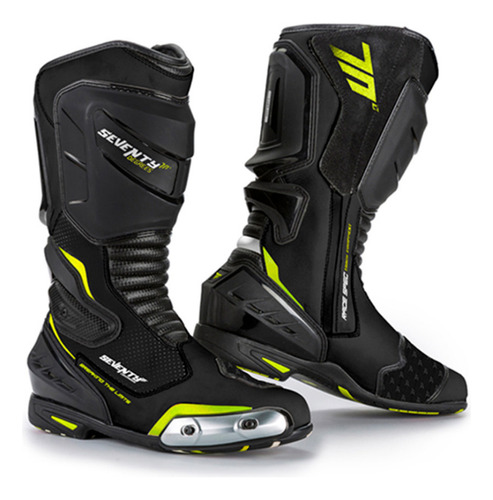 Bota De Moto Seventy Sd-br1 Racing Negro Fluor