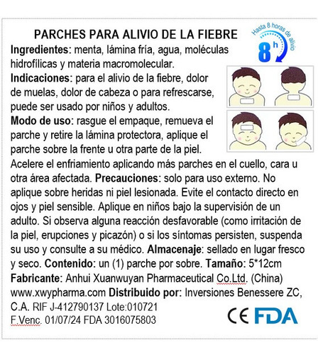 Imagen 2 de 3 de 4 Parches Para El Alivio De La Fiebre En Niños Y Adultos