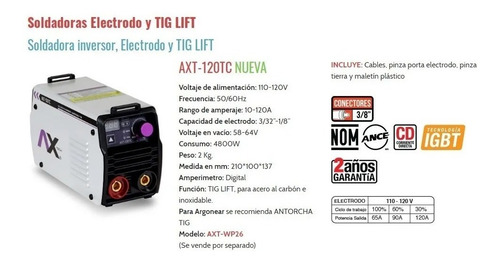 Axt-120tc Soldadora Inversor Electrodo 120amp 110v