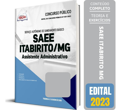 Apostila Saae Itabirito Mg 2023 - Assistente Administrativo