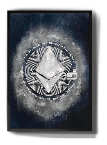 Quadro Decorativo Logo Simbolo Etherium Criptomoeda