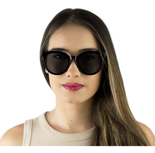 Óculos De Sol Feminino Gatinho Grande Redondo Lentes Uv400