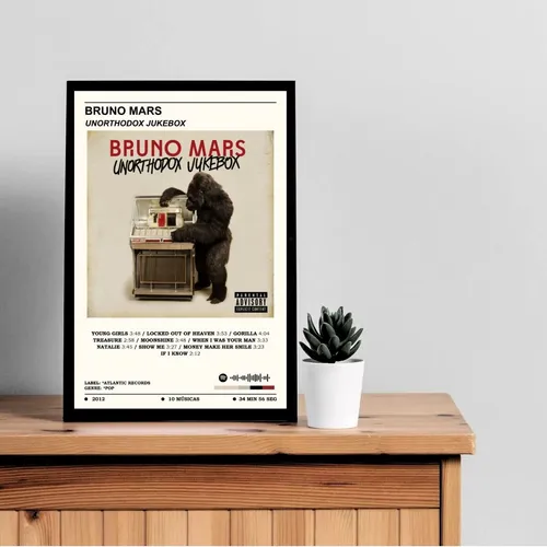 comprar Quadro Decorativo Bruno Mars Álbuns Spotify C\u002Fmoldura