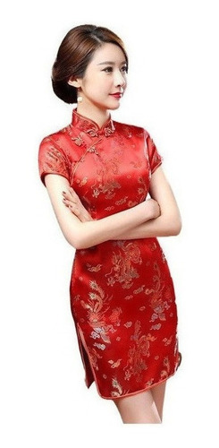 Vestido Chino Tradicional Qipao Cheongsam Cheongsam Corto N