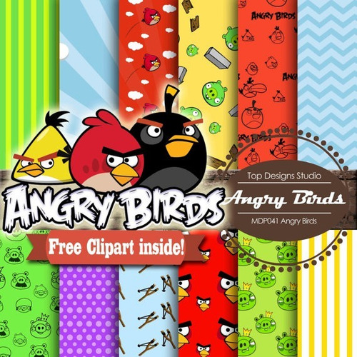 Kit Fondos Papeles Digitales Angry Birds Clipart