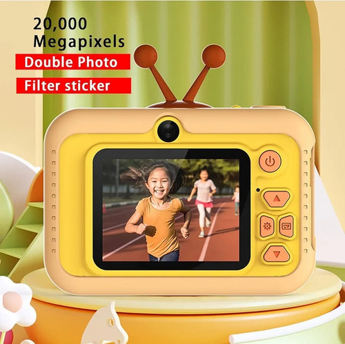 Camara Digital Retro Fotos Video Usb Juegos Niños Recargable Naranja Claro