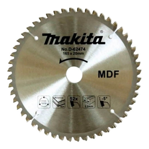 Serra 165 Mm P/ Sp6000 / Dsp600 52 Dentes D-62474 Makita