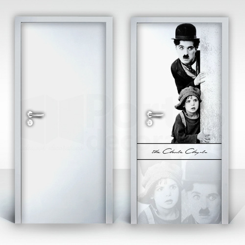 Adesivo Para Porta, Papel De Parede - Charlie Chaplin Mod.02