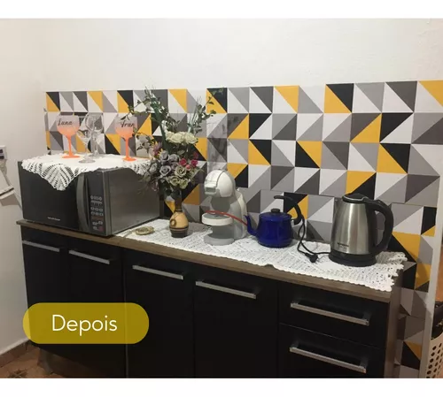 Ideale  Papel de Parede Geométrico Quadrado Cinza com Amarelo e Preto -  Ideale Papéis Papeis de parede