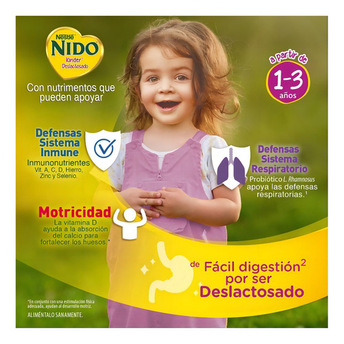 Leche Nido Kinder 1+ Deslactosada, 360gr Bebe Niño Y Niña