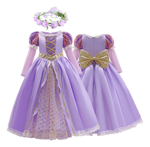 Vestido De Cosplay De Princesa Enredada 2pcs Rapunzel Para 2024