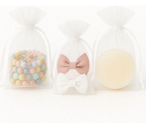 Kit De 100 Bolsas De Organza De 9 X 12 Pulgadas, Color Blanc